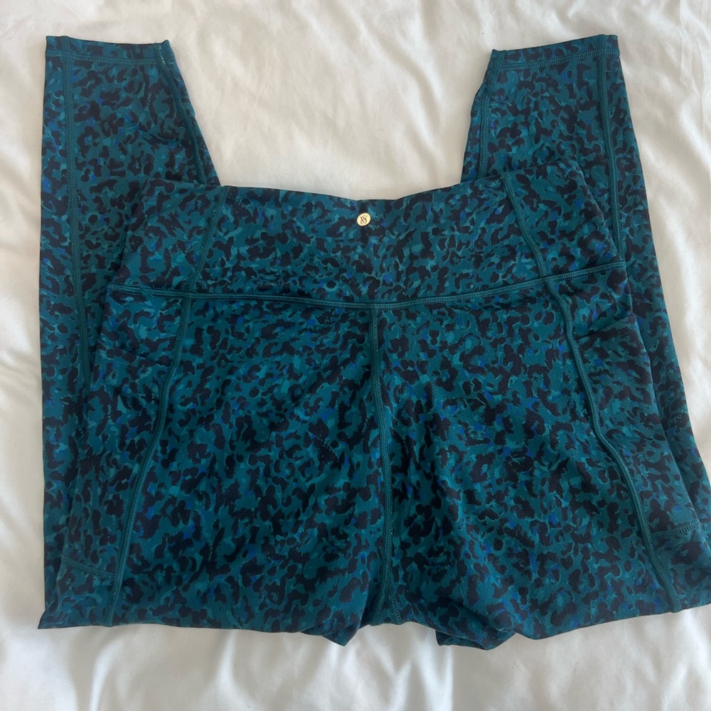 VS Teal and Black Leopard Print Leggings